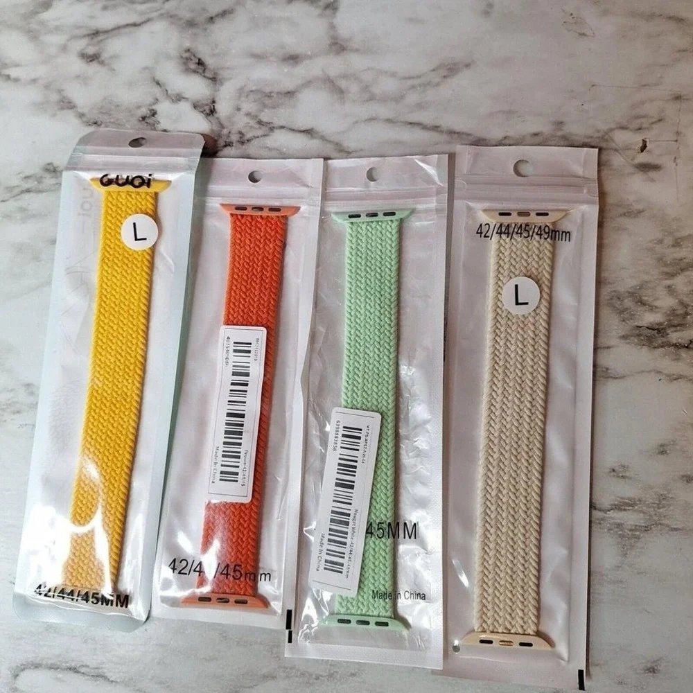 Lot of 8 Unisex Braided Stretch Watch Bands 42-44mm (L) New in package‎